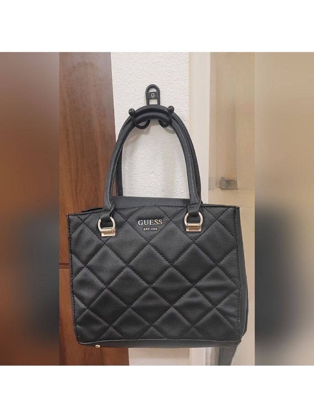 GUESS Quilted Black Fantine Girlfriend Satchel